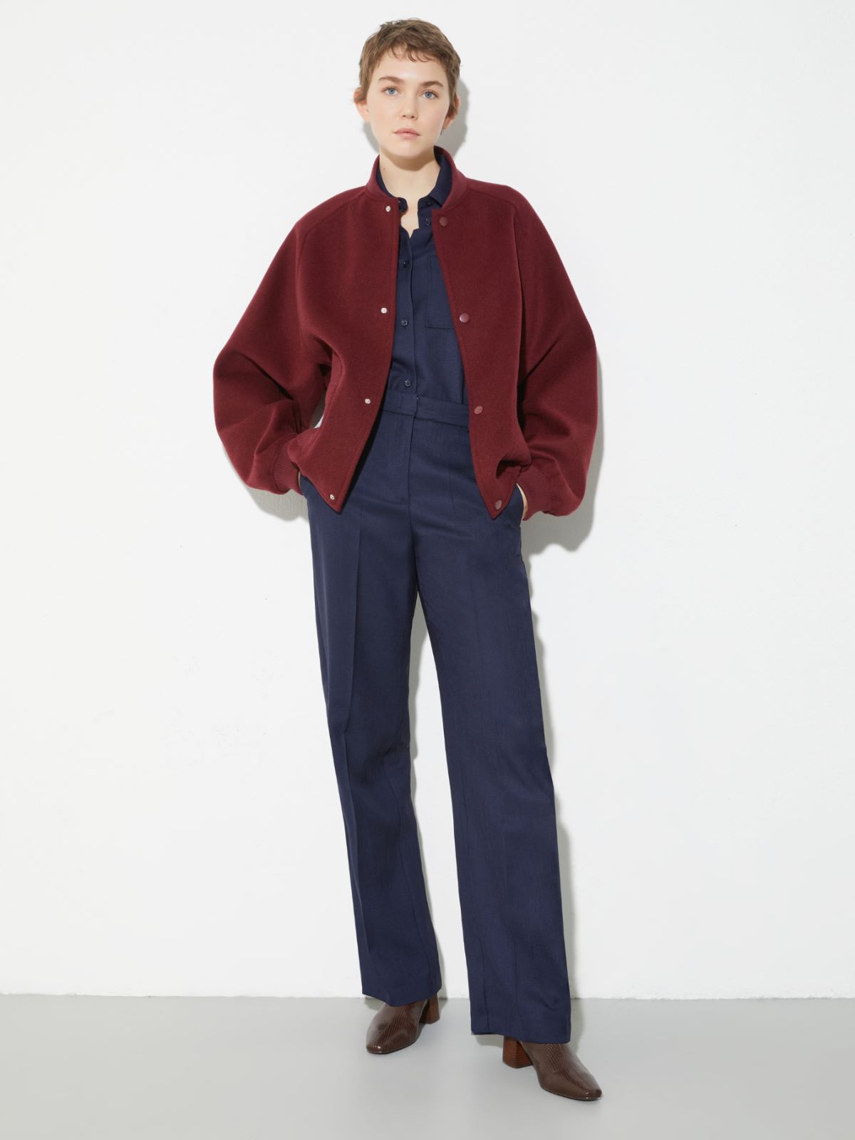 Pantaloni ampi in twill fiammato - BLU - MAX&Co. - 4