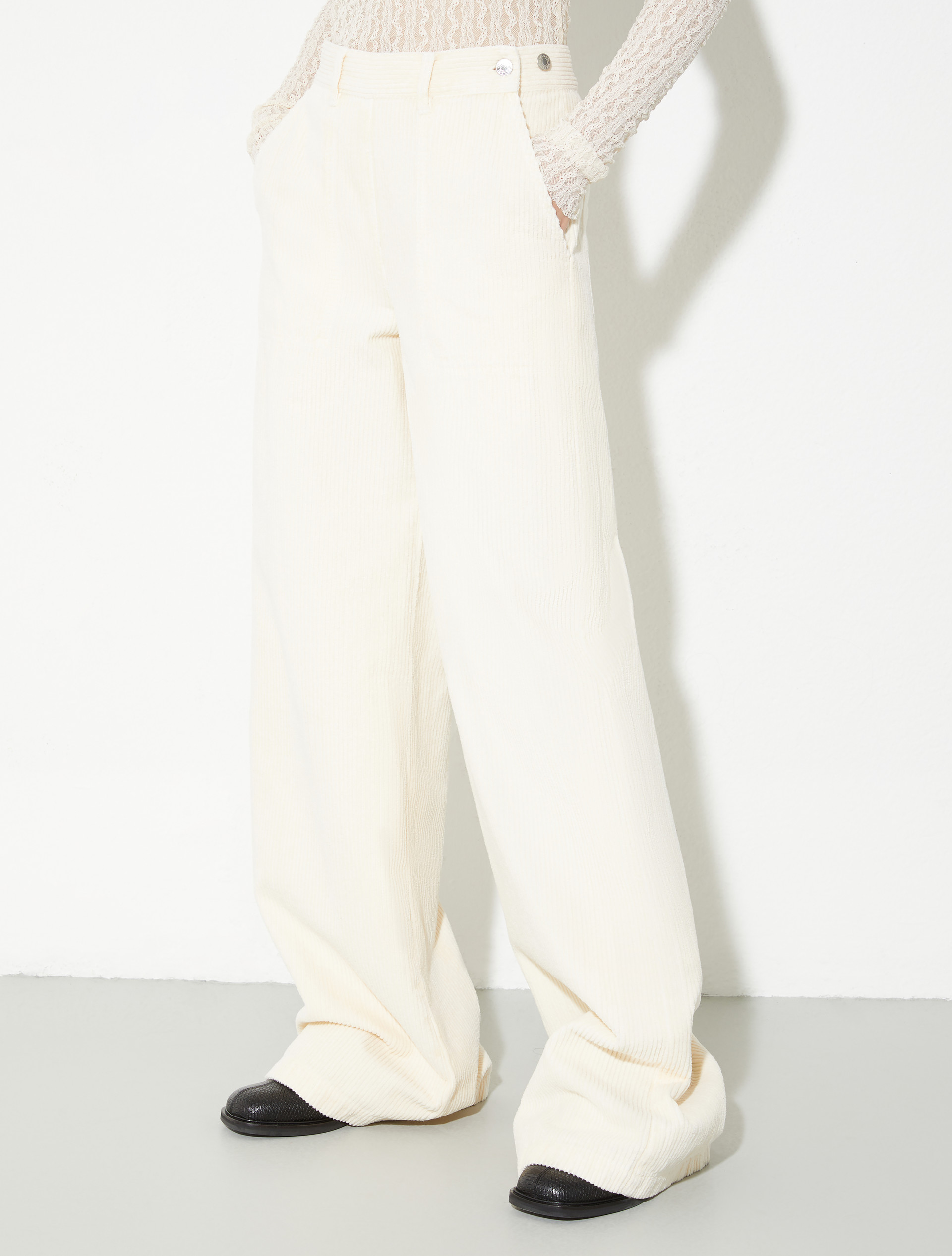 Wide-leg corduroy trousers, cream | MAX&Co. Wide-leg corduroy trousers - CREAM - MAX&Co.