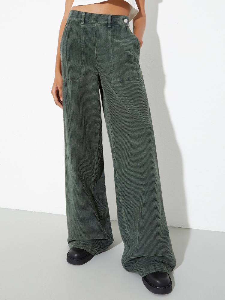 [ジノーザ]  コーデュロイ ワイド パンツ - GREEN - MAX&Co.