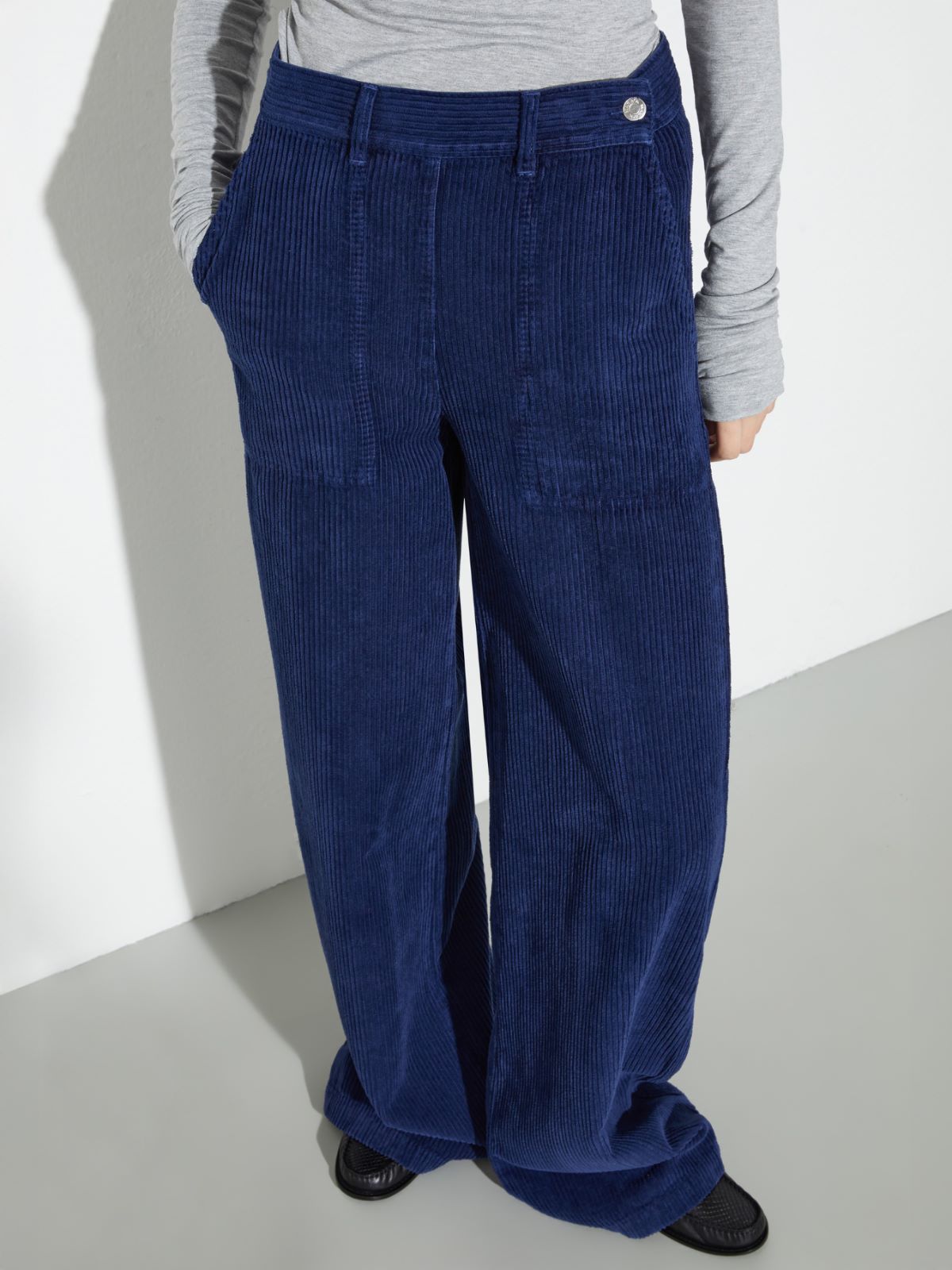 Wide-leg corduroy trousers - CHINA BLUE - MAX&Co. - 3