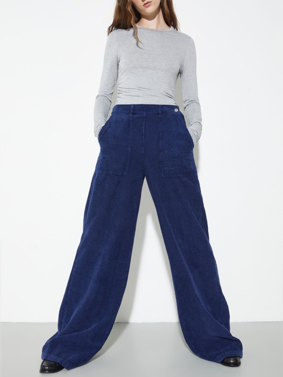 Wide-leg corduroy trousers - CHINA BLUE - MAX&Co.