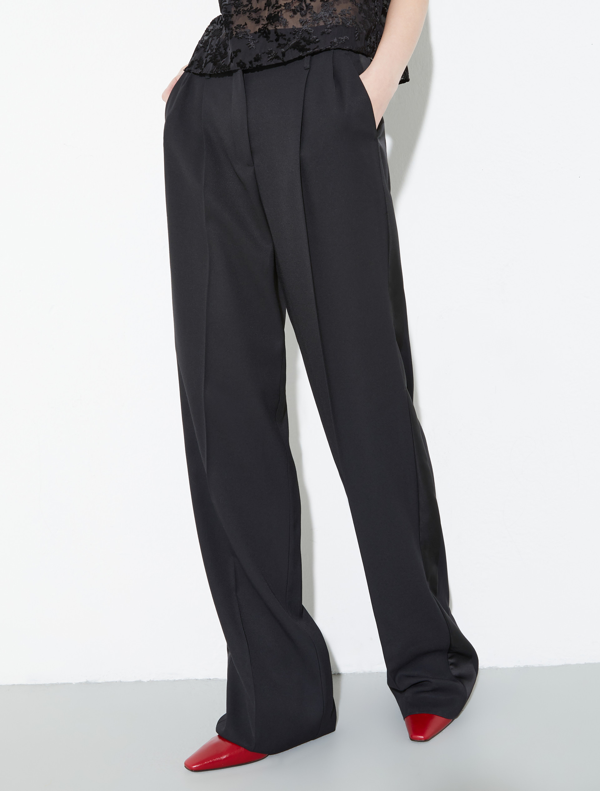 Straight-leg tuxedo trousers - BLACK - MAX&Co.