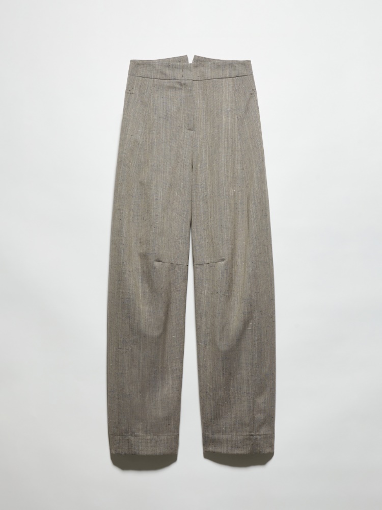 Slubby barrel-leg trousers - BEIGE - MAX&Co.