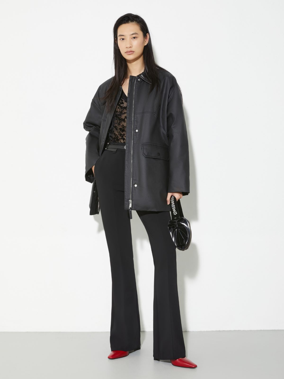 Flared technical-fabric trousers - BLACK - MAX&Co. - 4