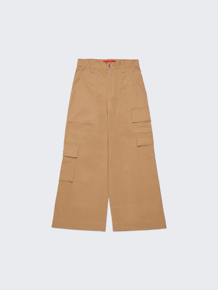 Stretch gabardine cargo pants KID - MUD - MAX&Co.