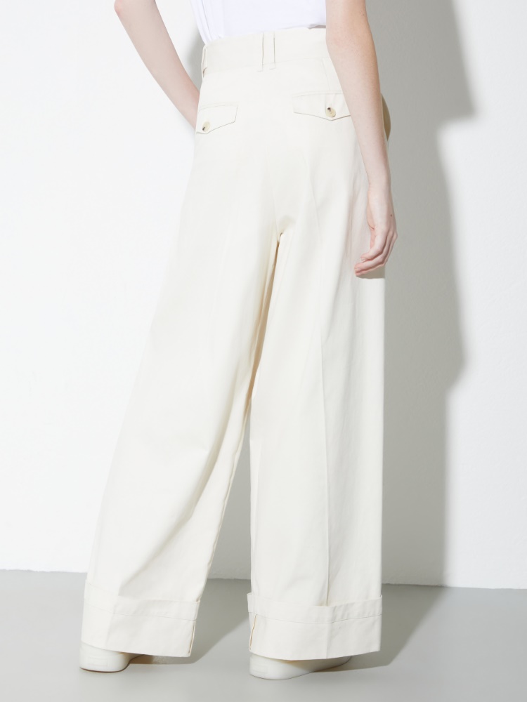 Wide-leg brushed-cotton trousers - MAX&Co. - 2