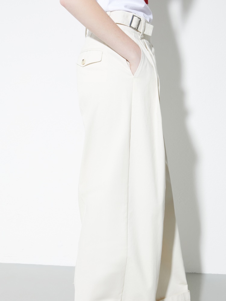 Wide-leg brushed-cotton trousers - MAX&Co. - 3