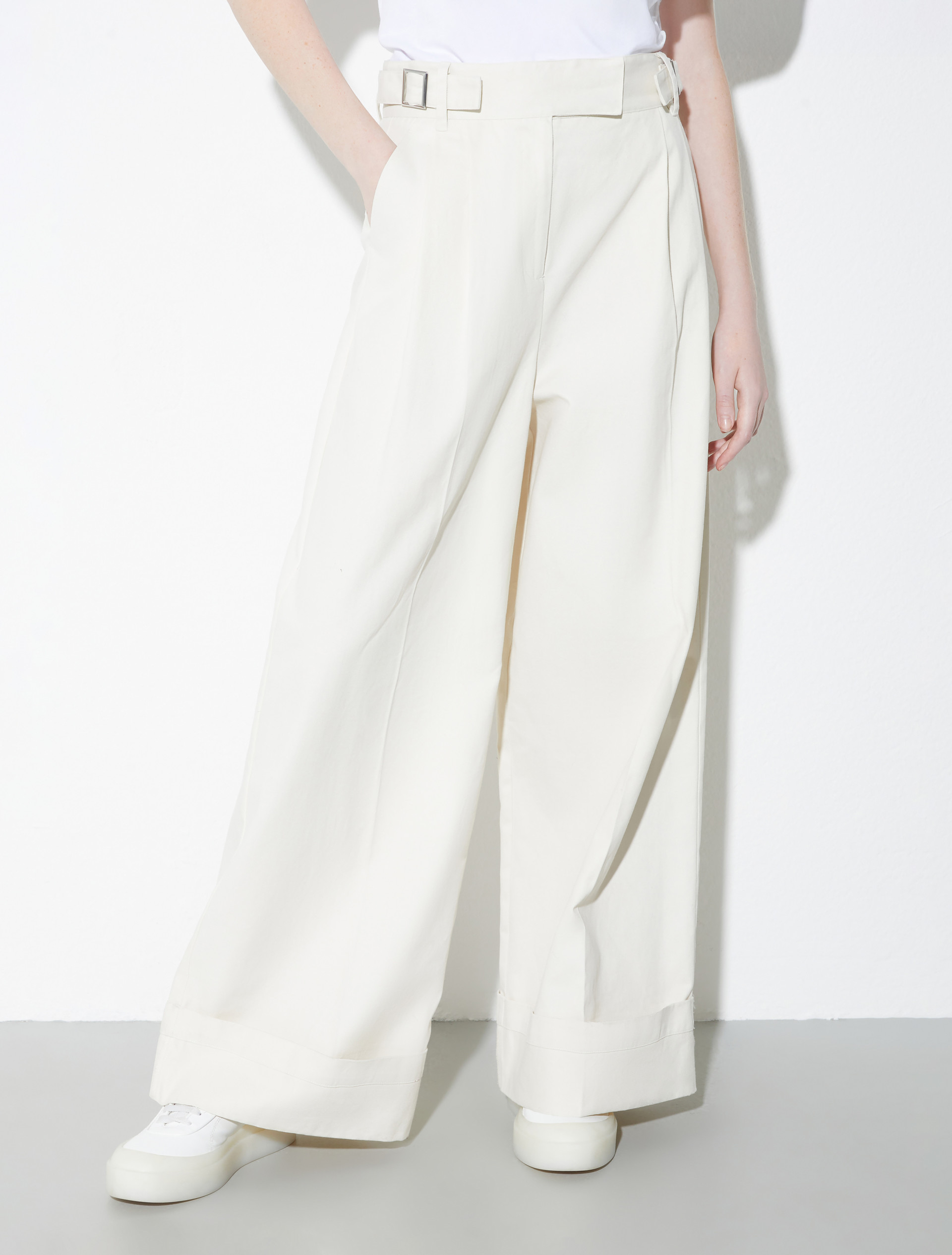 Pantalón ancho de gabardina, blanco | MAX&Co. Pantalón ancho de gabardina - BLANCO - MAX&Co.