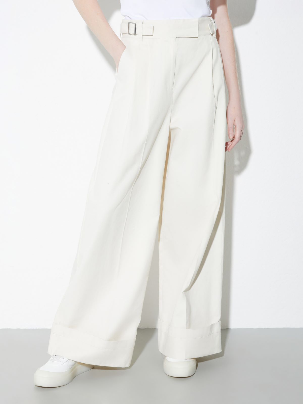 Pantalón ancho de gabardina - BLANCO - MAX&Co.