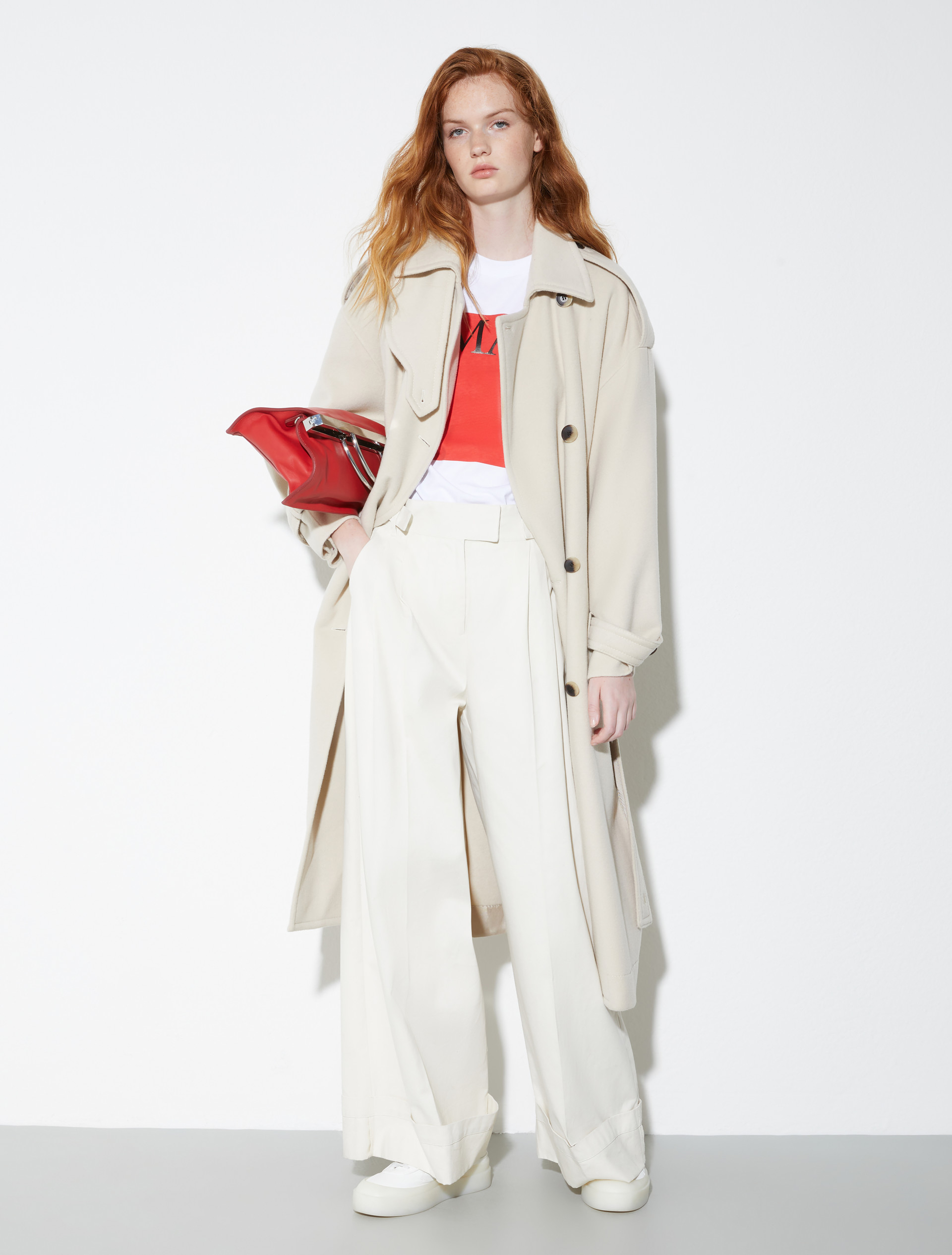 Pantalón ancho de gabardina, blanco | MAX&Co. Pantalón ancho de gabardina - BLANCO - MAX&Co. - 4