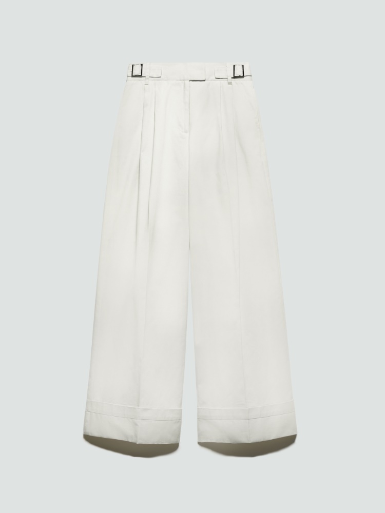 Wide-leg brushed-cotton trousers - MAX&Co. - 5