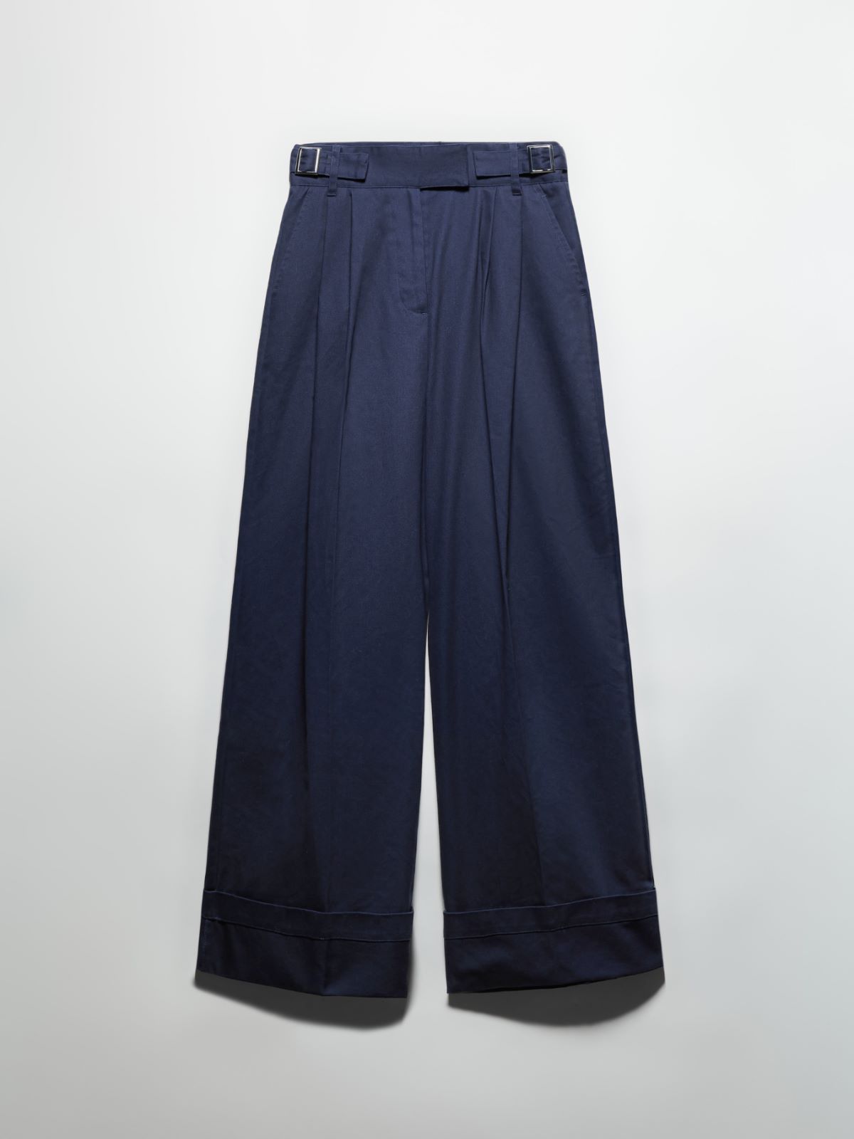 Wide-leg brushed-cotton trousers - NAVY - MAX&Co. - 5