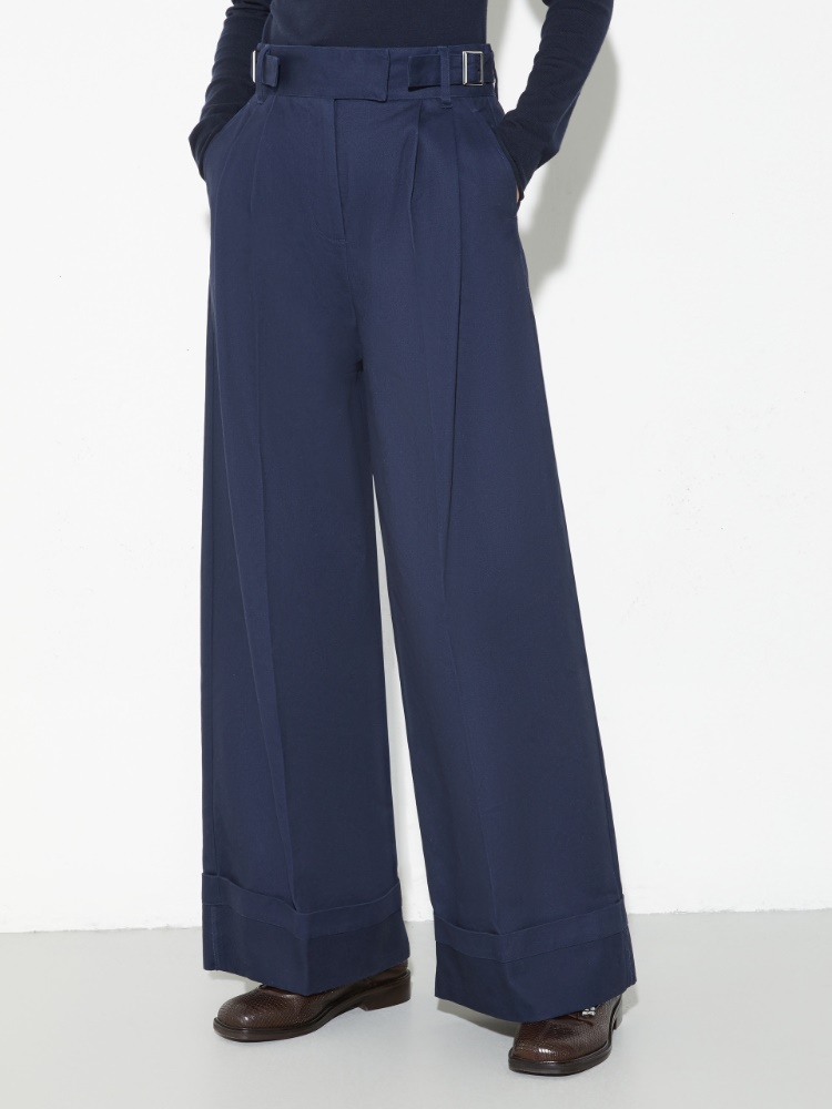 Pantalón ancho de gabardina - AZUL - MAX&Co.