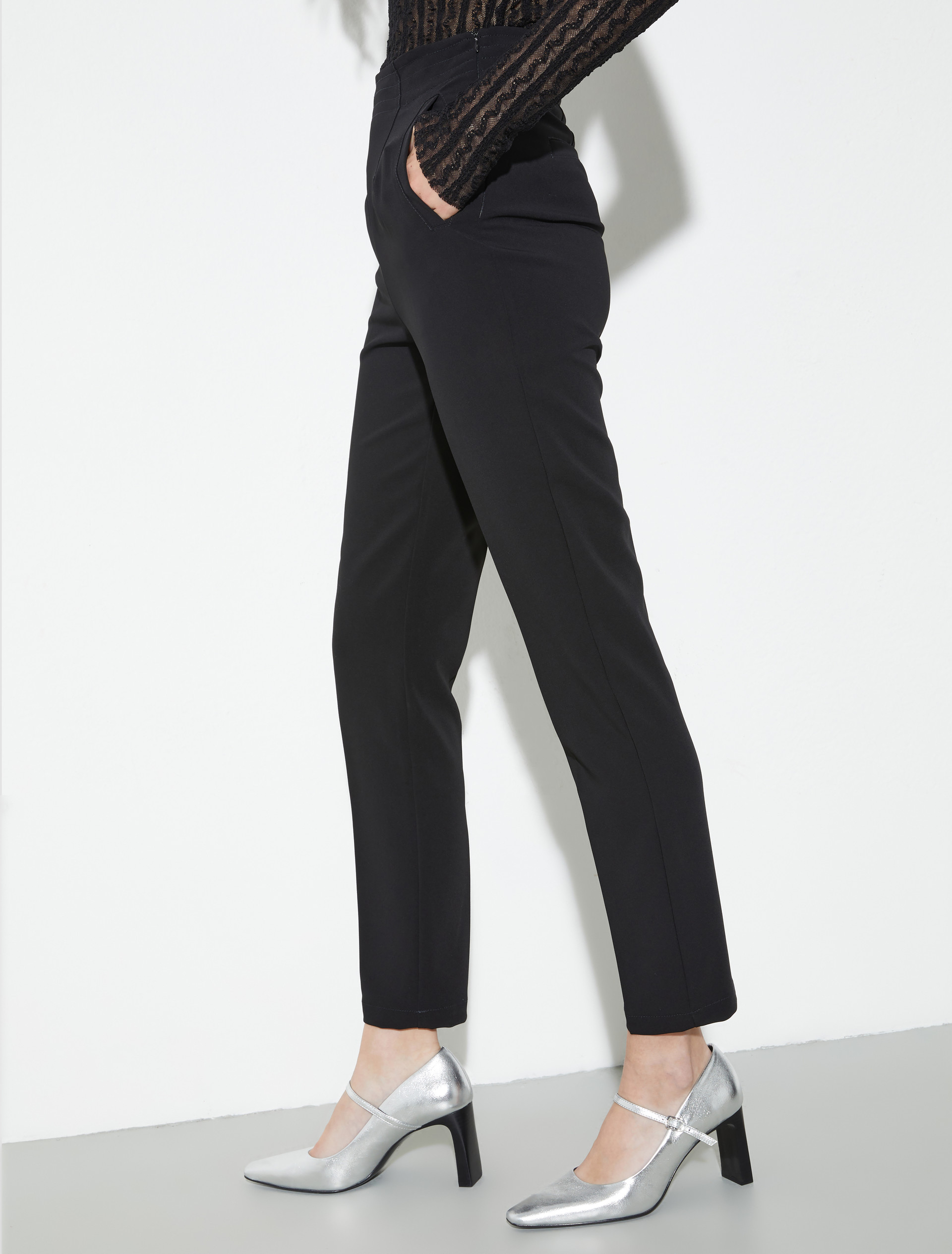 Slim-fit technical-fabric trousers, black | MAX&Co. Slim-fit technical-fabric trousers - BLACK - MAX&Co. - 3