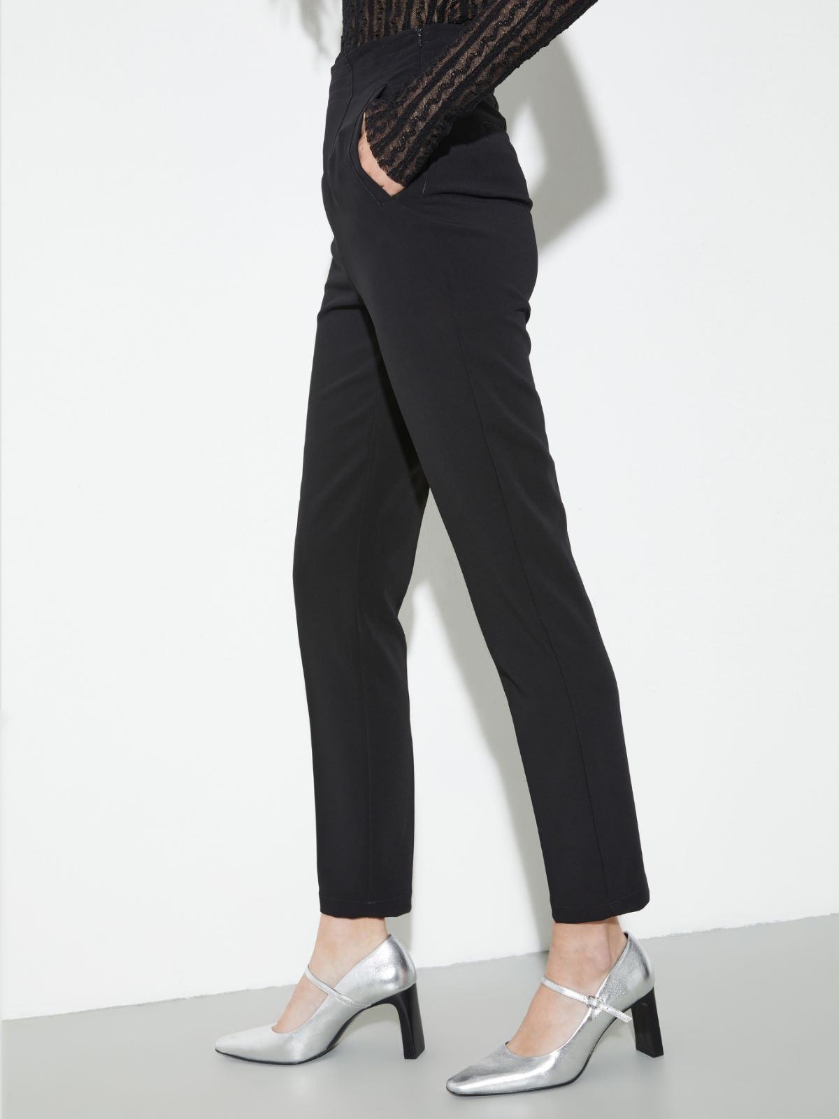 Slim-fit technical-fabric trousers - BLACK - MAX&Co. - 3