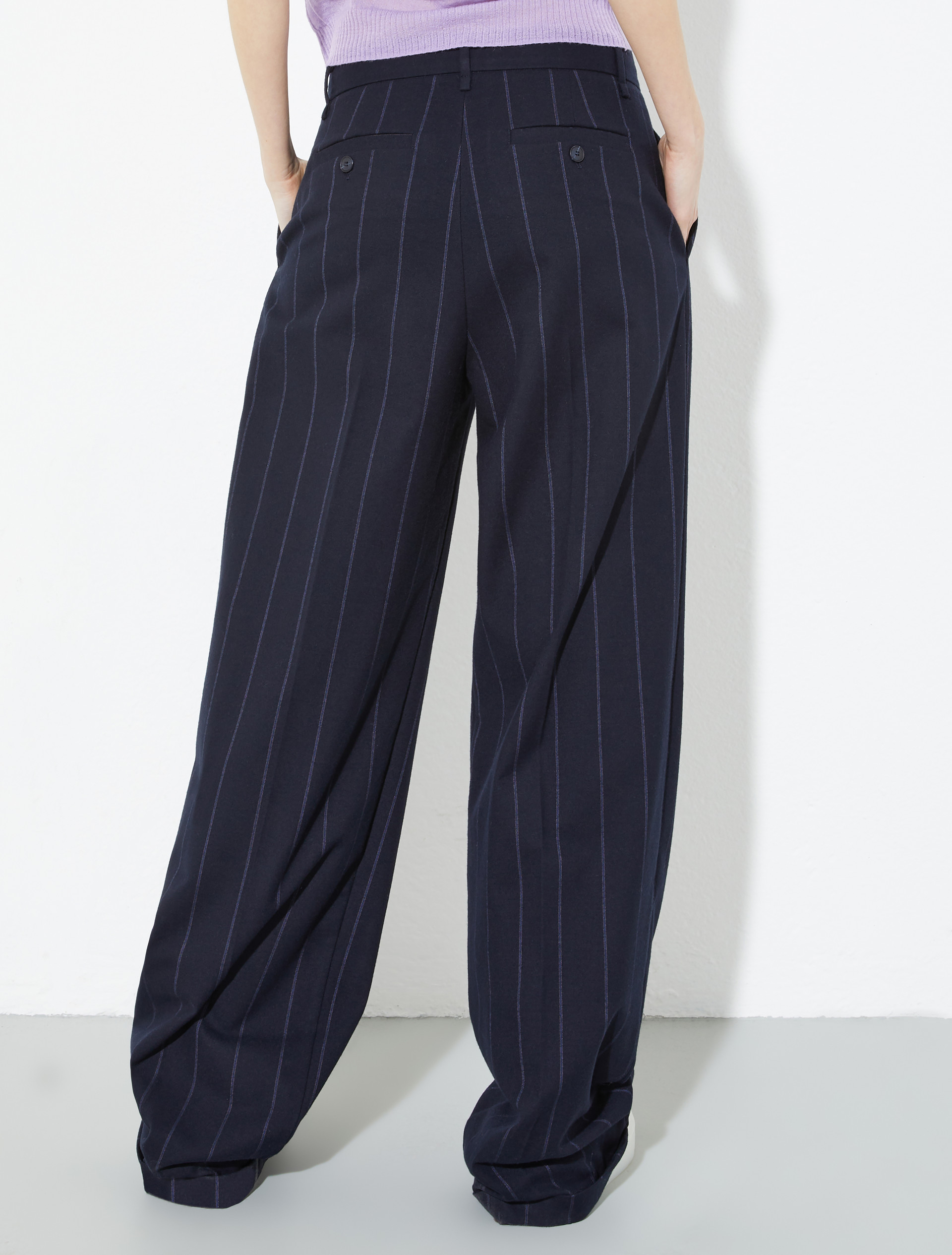 Wide-leg flannel trousers, navy | MAX&Co. Wide-leg flannel trousers - NAVY - MAX&Co. - 2