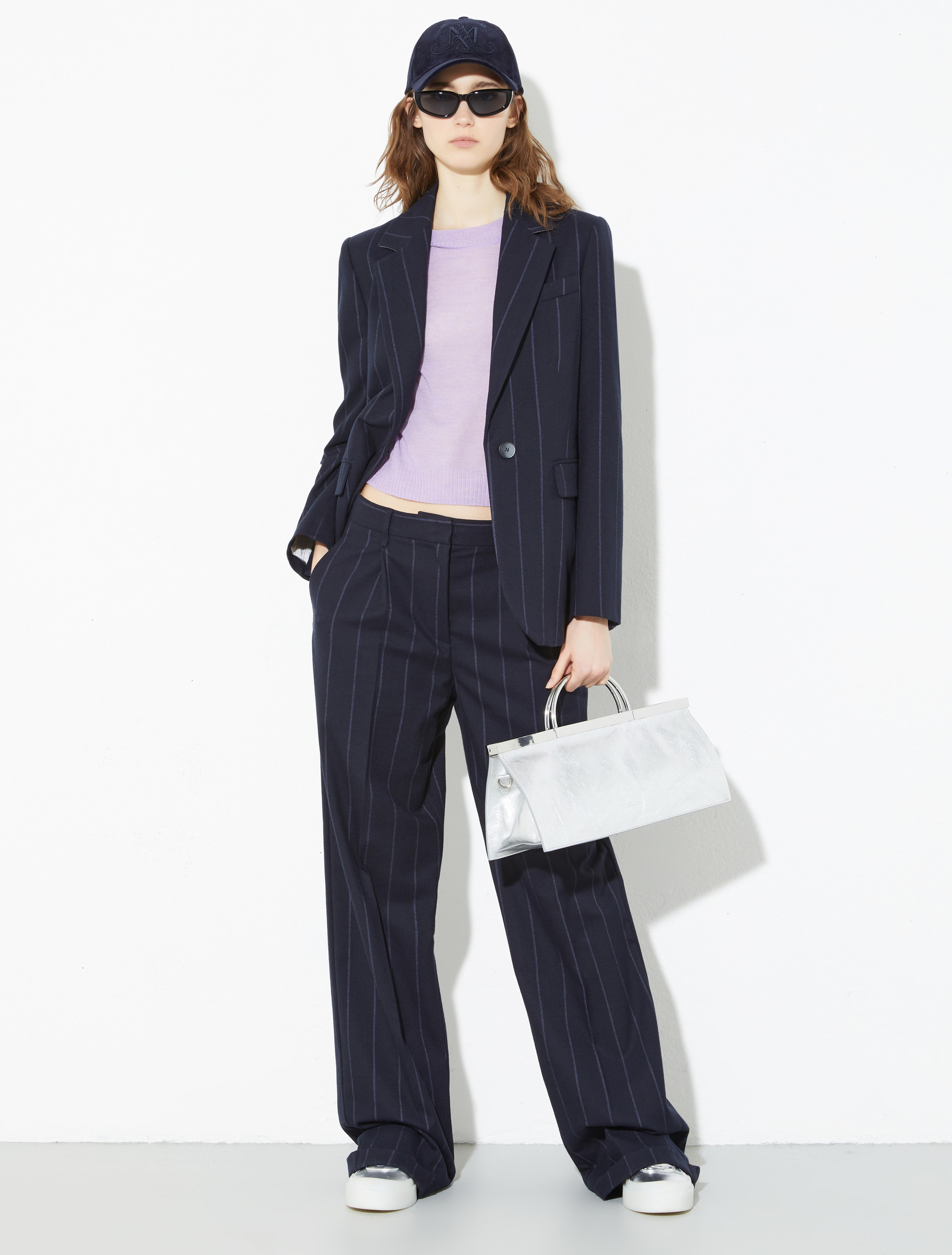 Wide-leg flannel trousers, navy | MAX&Co. Wide-leg flannel trousers - NAVY - MAX&Co. - 4