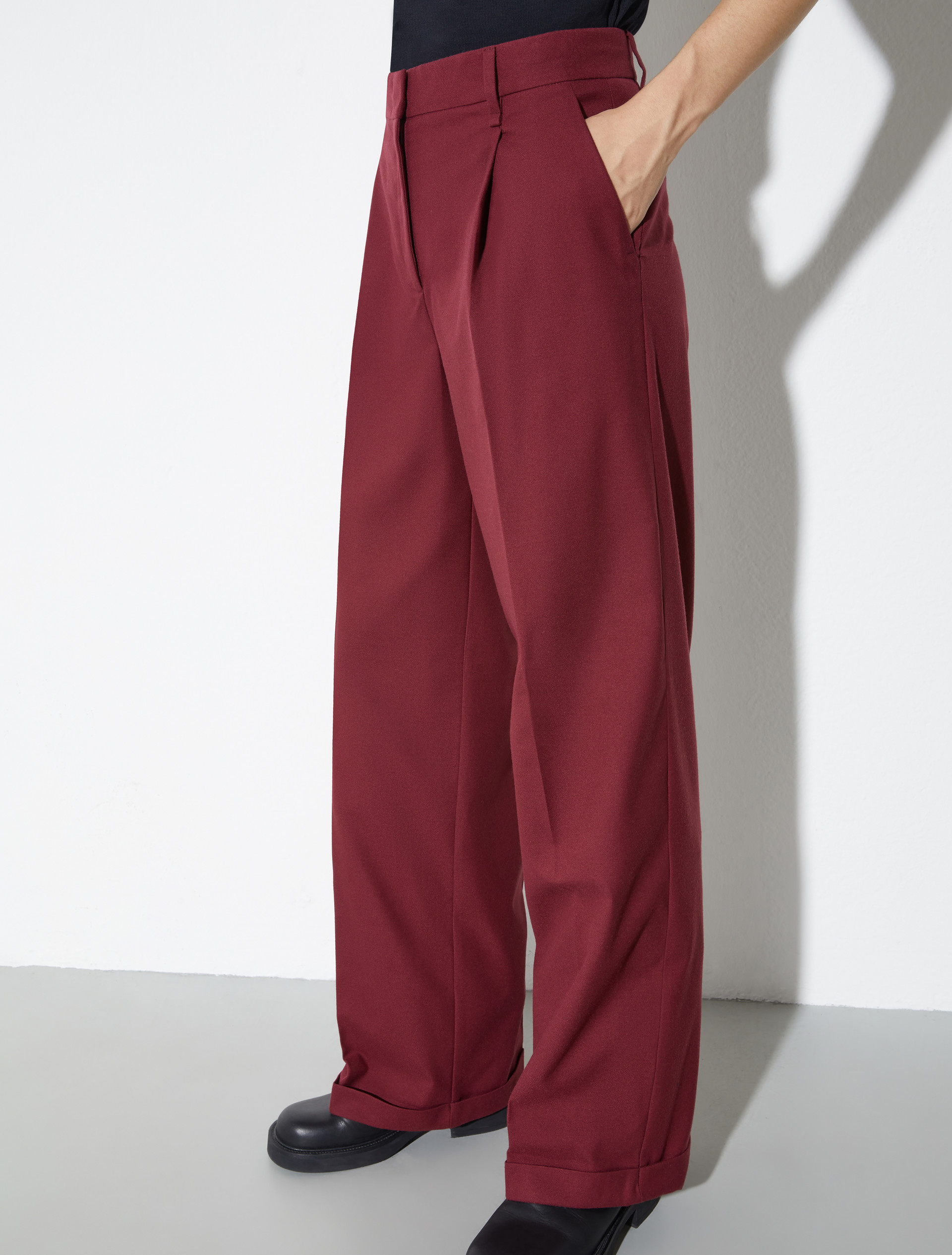 Pantalón ancho de franela, granate | MAX&Co. Pantalón ancho de franela - GRANATE - MAX&Co. - 3