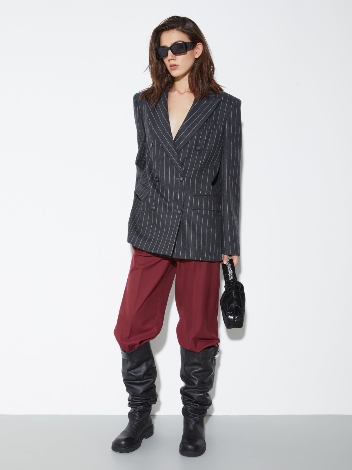 Pantalón ancho de franela - GRANATE - MAX&Co. - 4