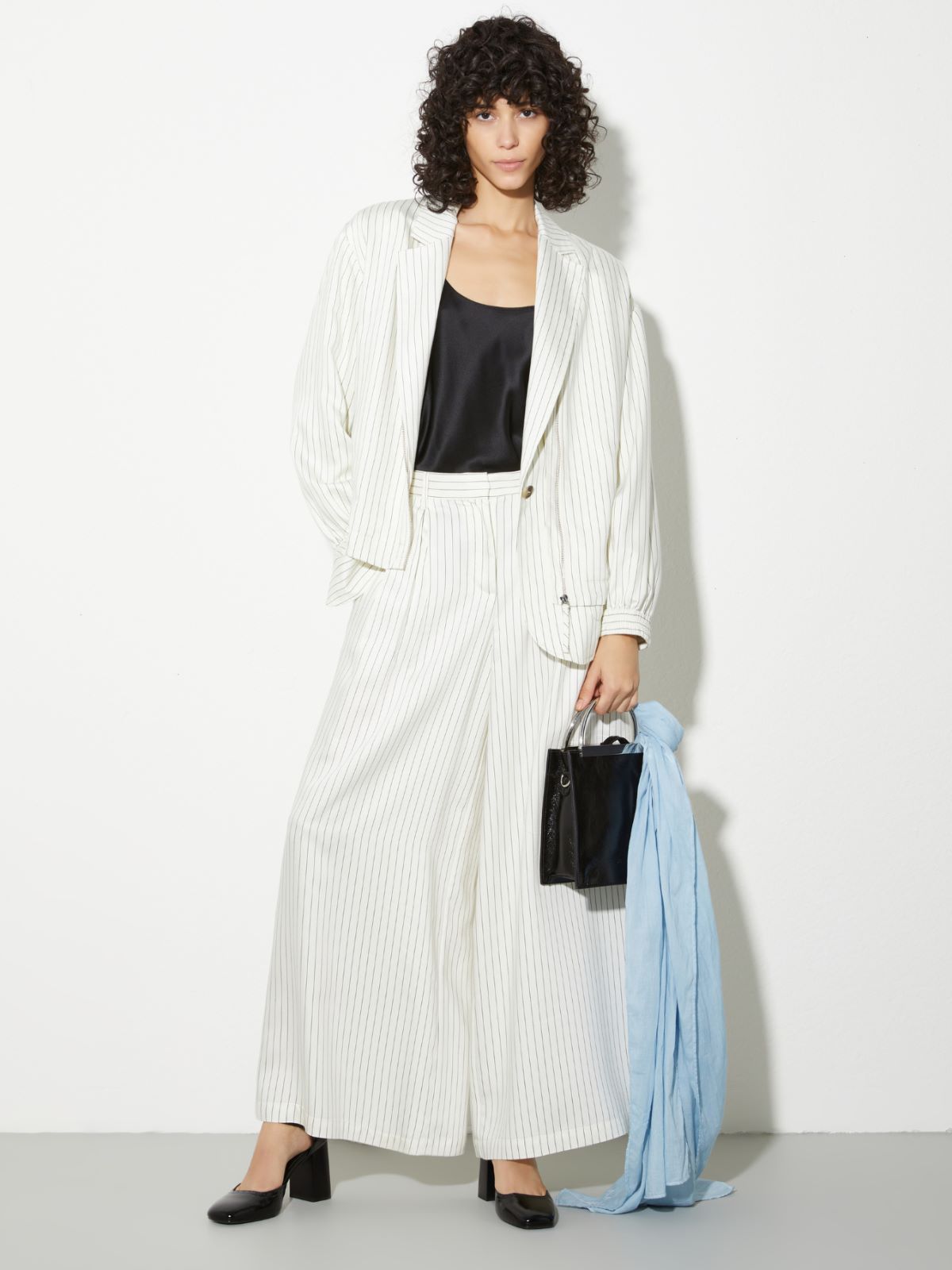 Pantaloni ampi in twill fluido - BIANCO - MAX&Co. - 4