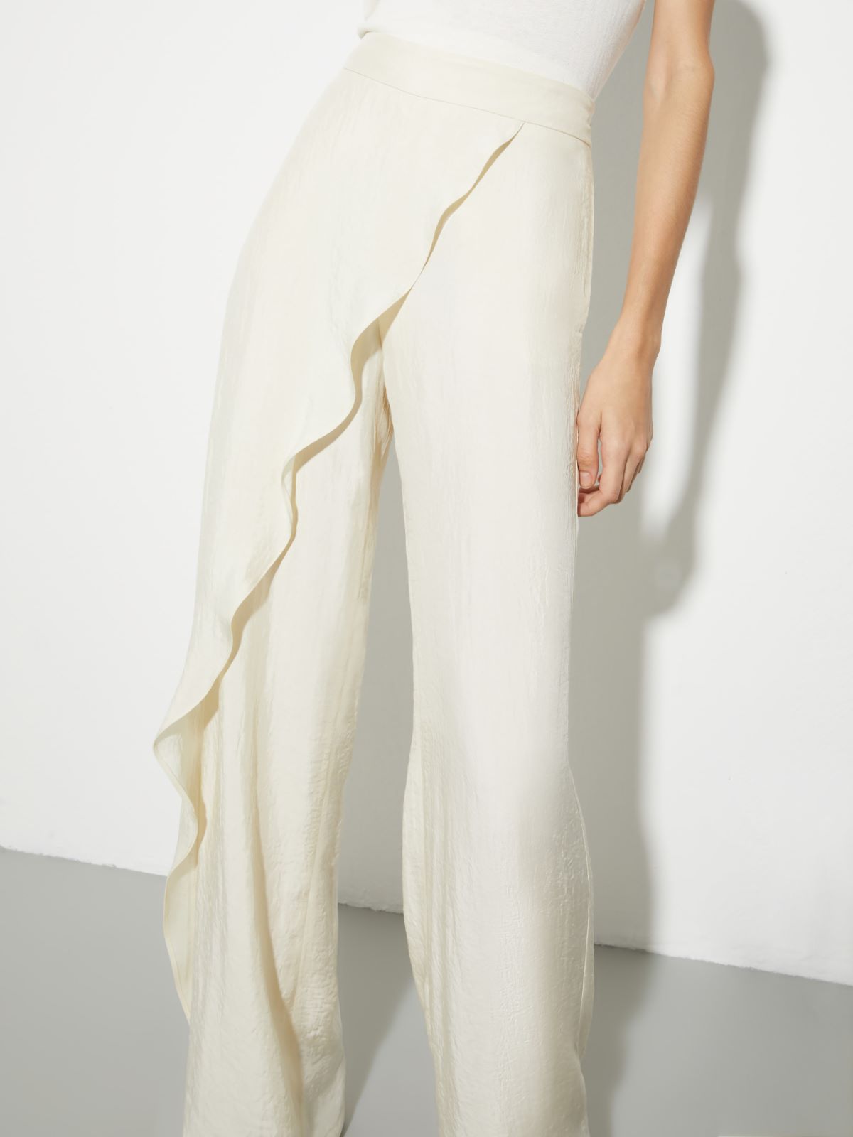 Crinkled twill sarong trousers - WOOL WHITE - MAX&Co.