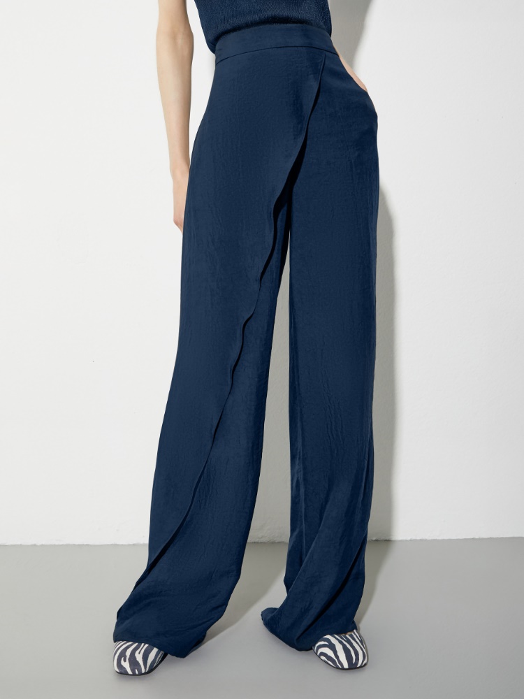 Pantalon sarong en sergé froissé - BLEU - MAX&Co.