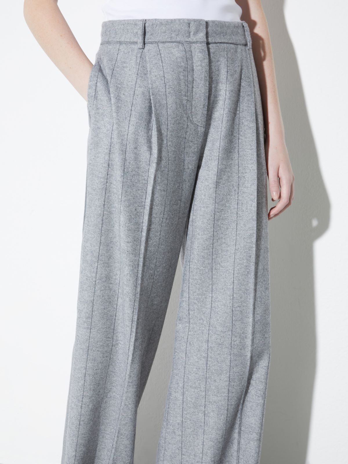 Wide-leg flannel trousers - GREY - MAX&Co. - 3
