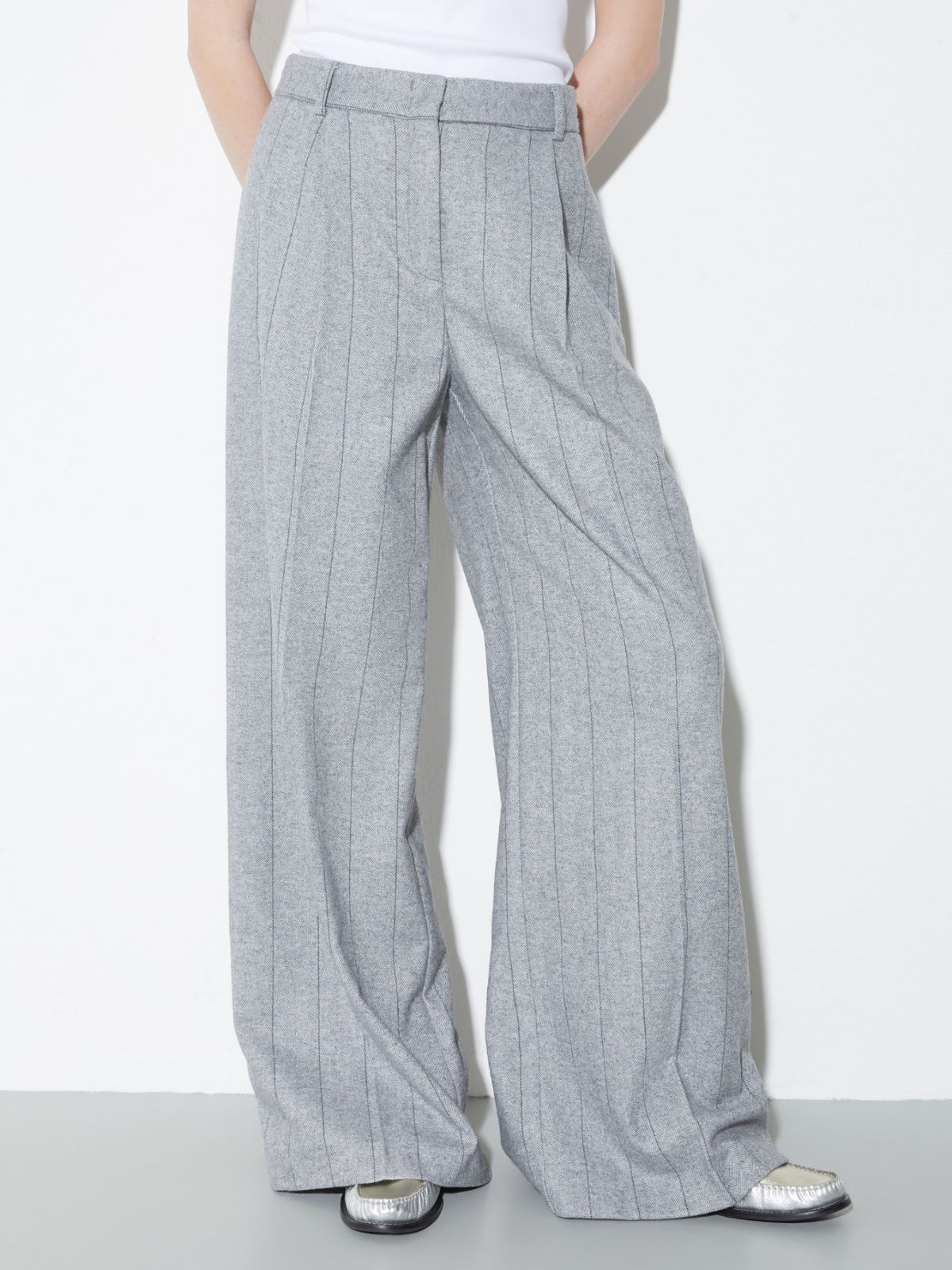 Wide-leg flannel trousers - GREY - MAX&Co.
