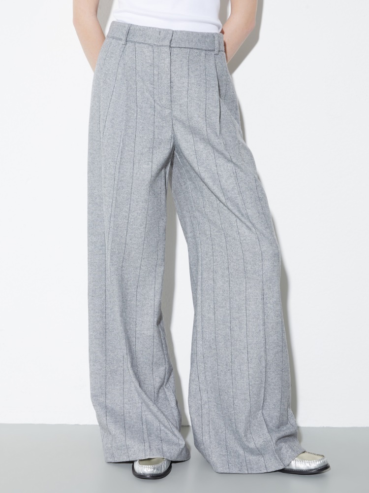 Wide-leg flannel trousers - GREY - MAX&Co.