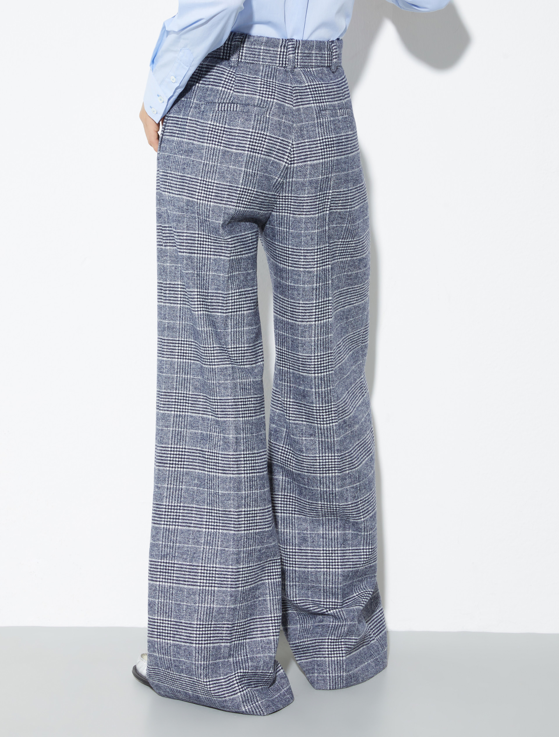Wide-leg flannel trousers, blue and white | MAX&Co. Wide-leg flannel trousers - BLUE AND WHITE - MAX&Co. - 2
