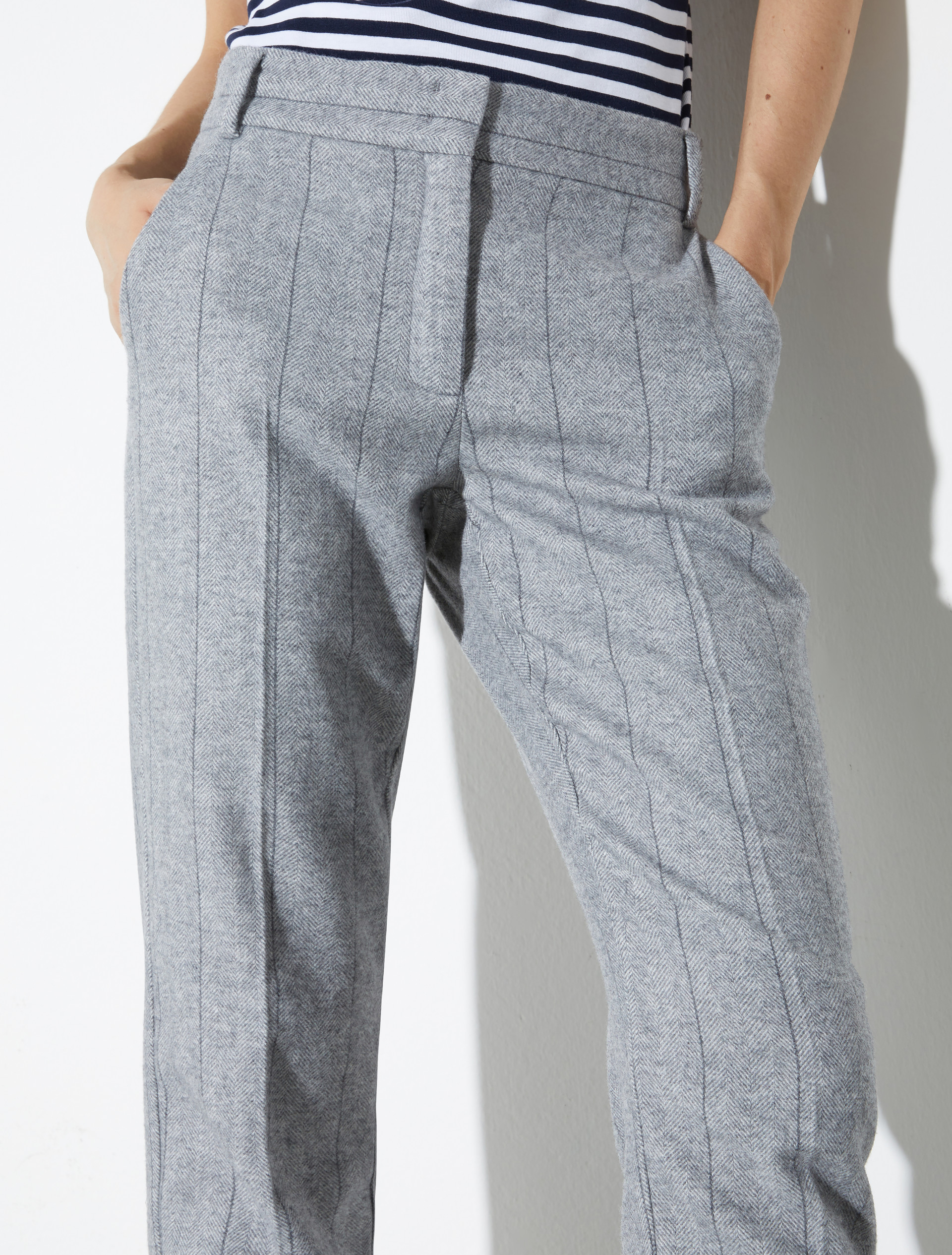 Pantaloni slim in flanella - GRIGIO - MAX&Co. - 3