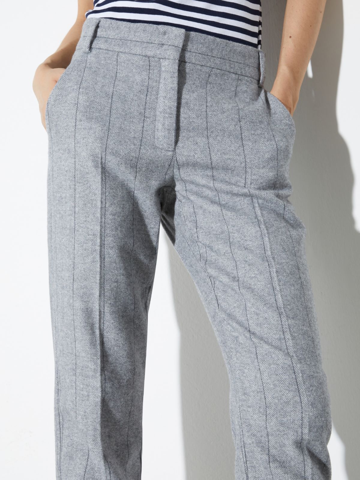 Pantaloni slim in flanella - GRIGIO - MAX&Co. - 3