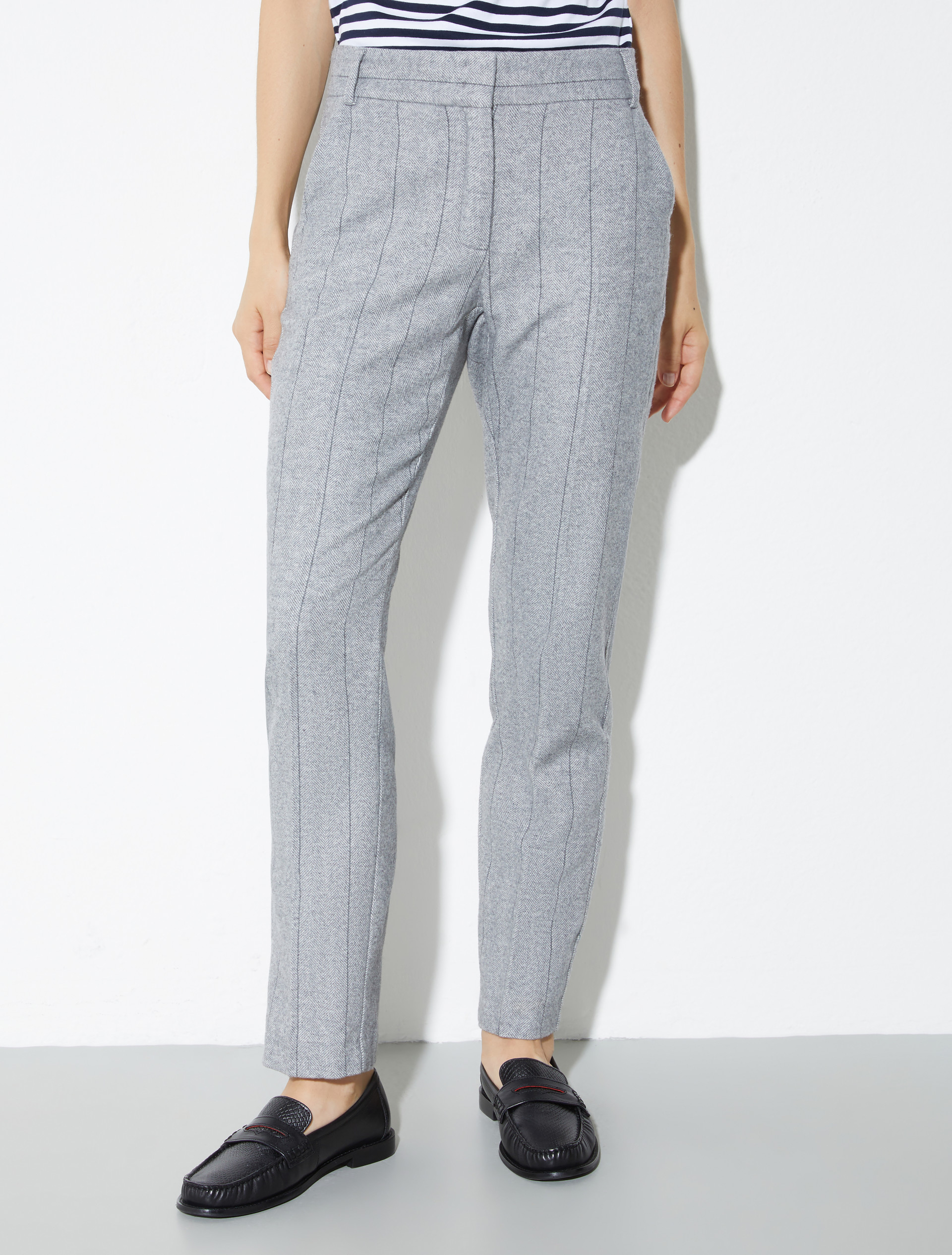 Pantaloni slim in flanella - GRIGIO - MAX&Co.