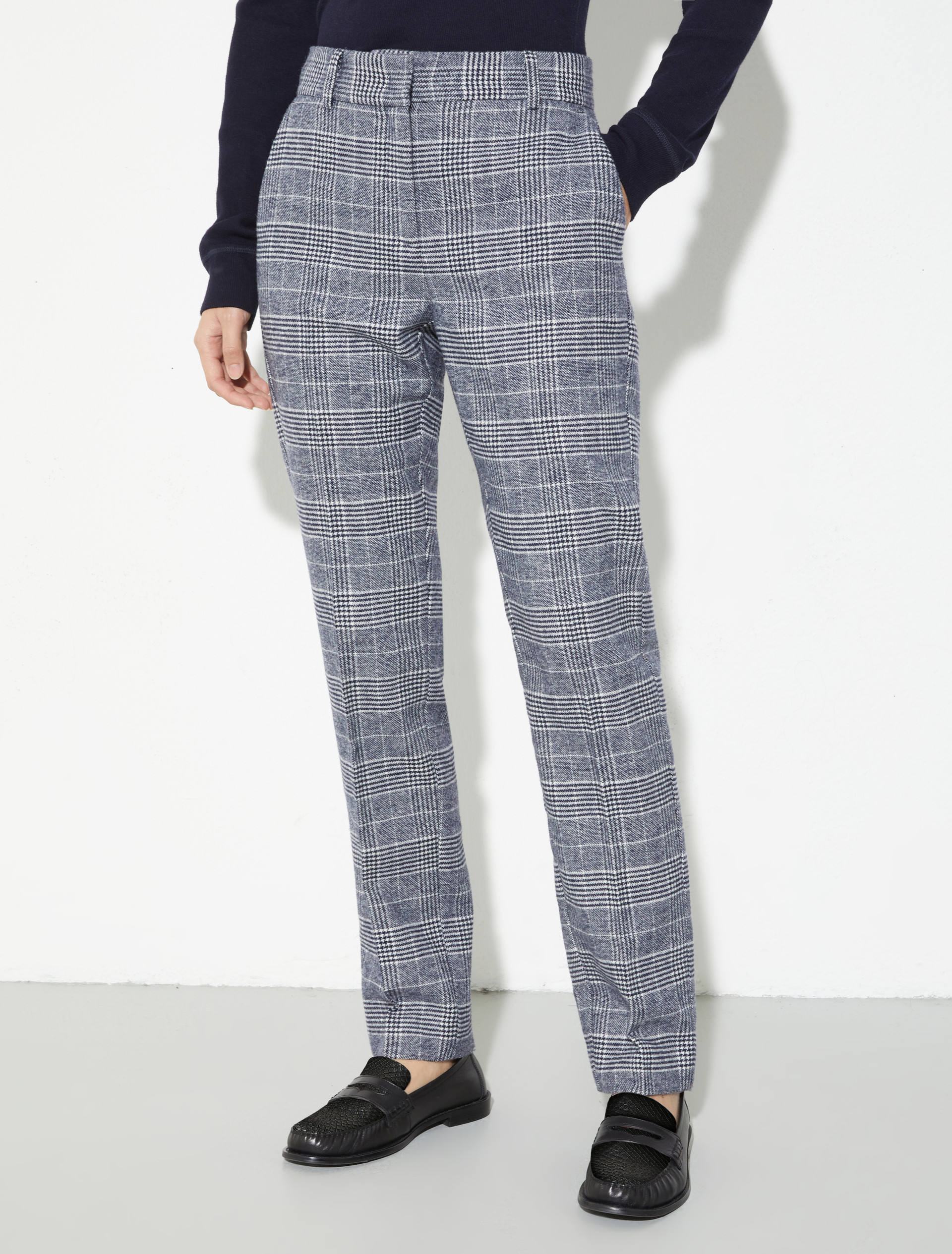 Pantalon slim en flanelle, blanc/bleu | MAX&Co. Pantalon slim en flanelle - BLANC/BLEU - MAX&Co.