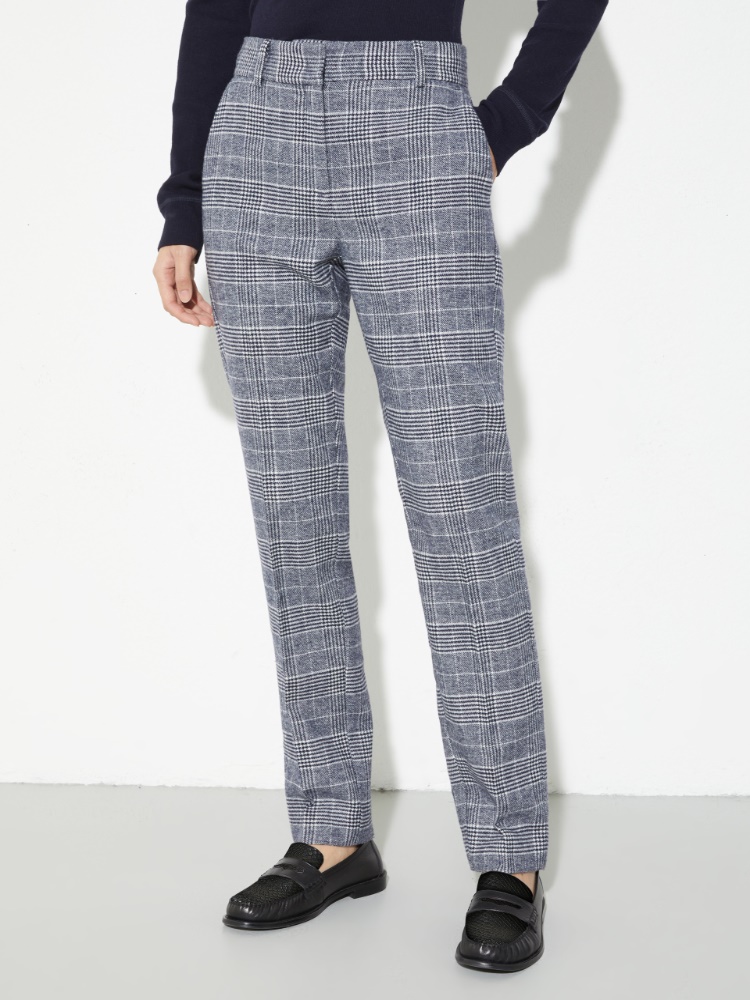 Slim-fit flannel trousers - BLUE AND WHITE - MAX&Co.