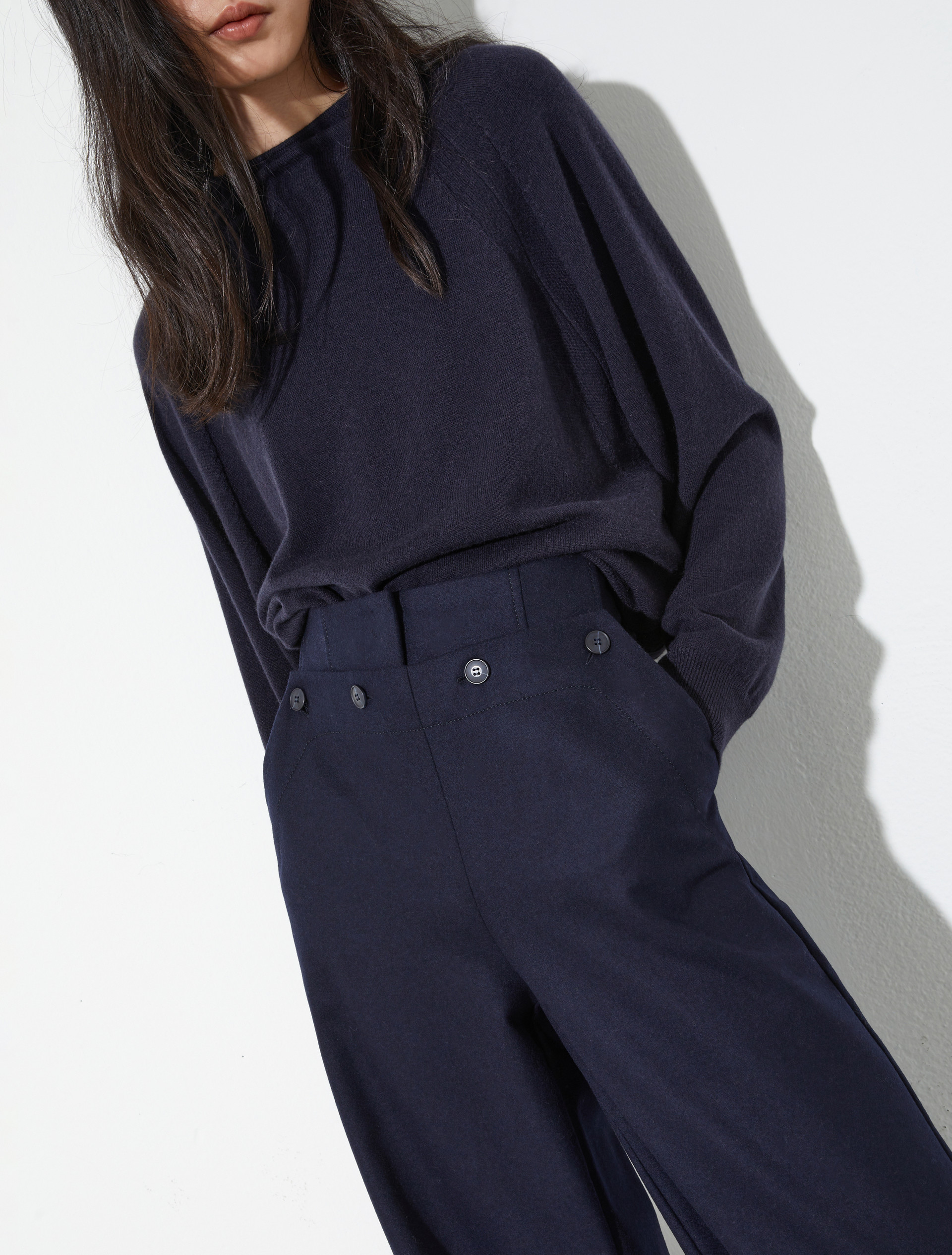 Wide-leg wool-blend trousers, navy | MAX&Co. Wide-leg wool-blend trousers - NAVY - MAX&Co. - 3