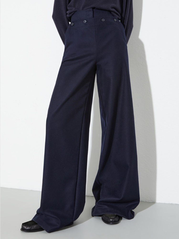 Wide-leg wool-blend trousers - NAVY - MAX&Co.