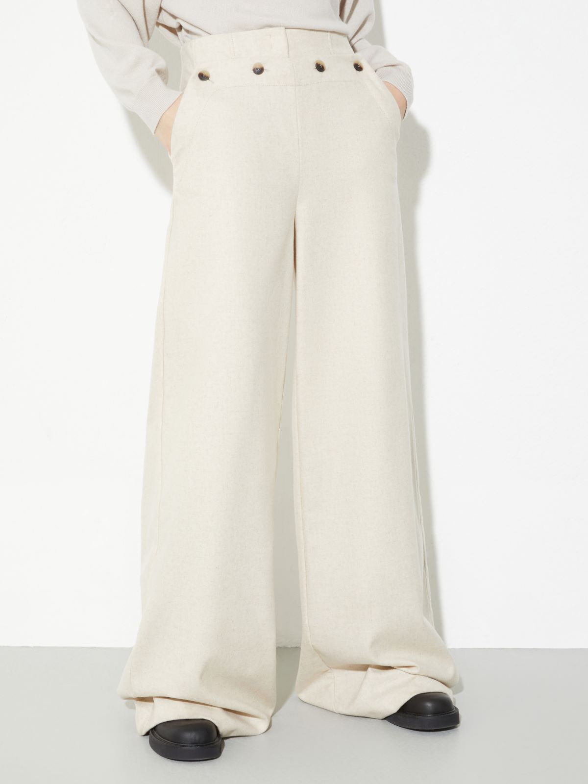 Pantaloni marinière in panno - PANNA - MAX&Co.