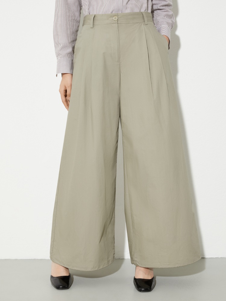 Wide cotton-poplin trousers - MAX&Co.