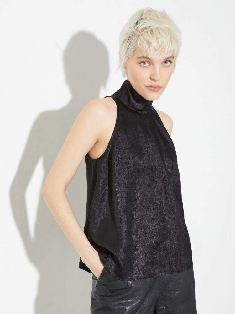 Laminated halterneck top - BLACK - MAX&Co.