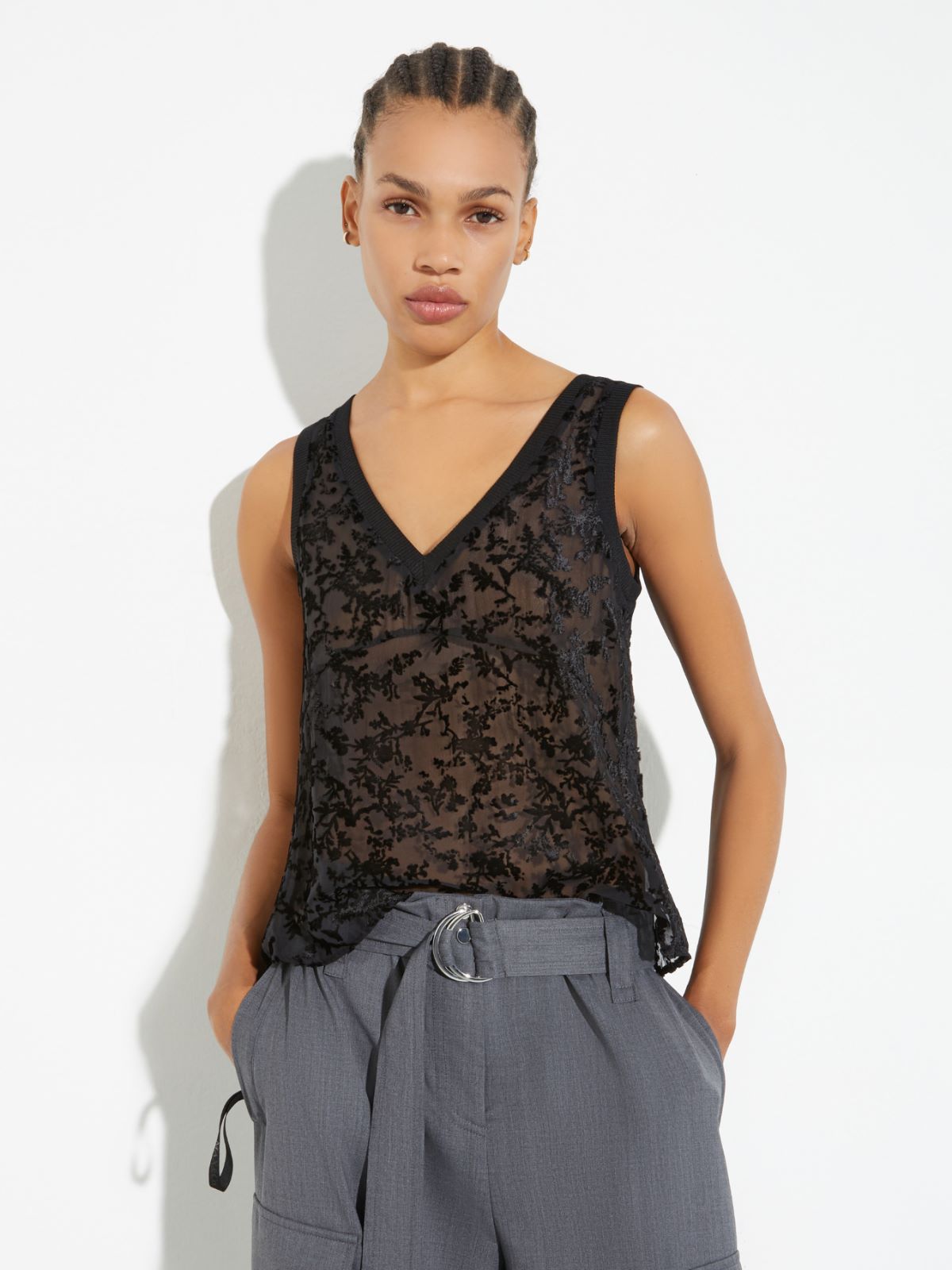 Burnout velvet top - BLACK - MAX&Co.
