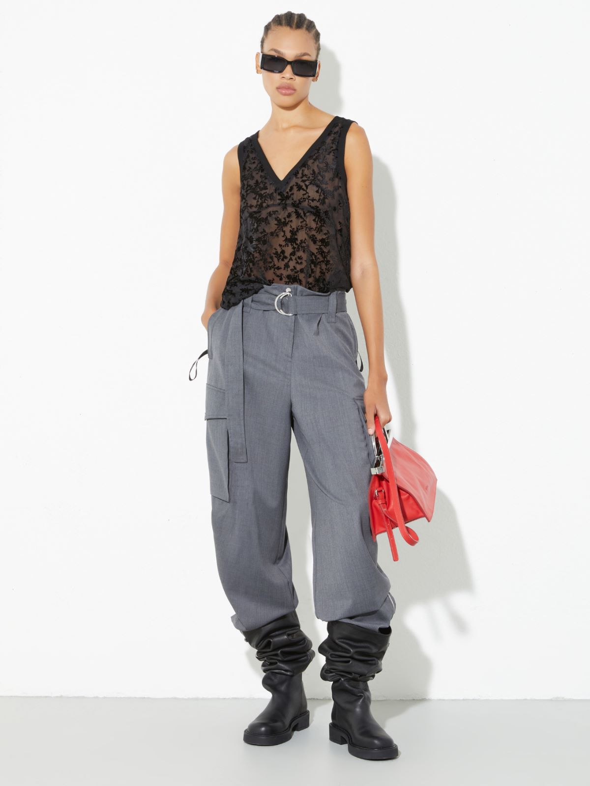 Burnout velvet top - BLACK - MAX&Co. - 4