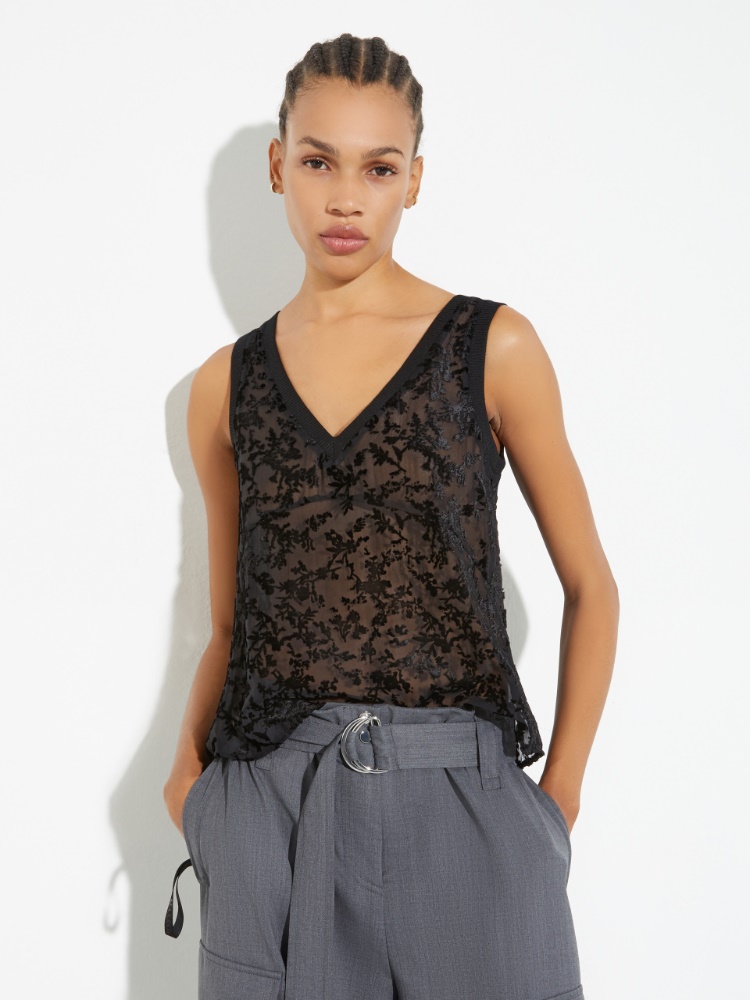 Burnout velvet top - BLACK - MAX&Co.