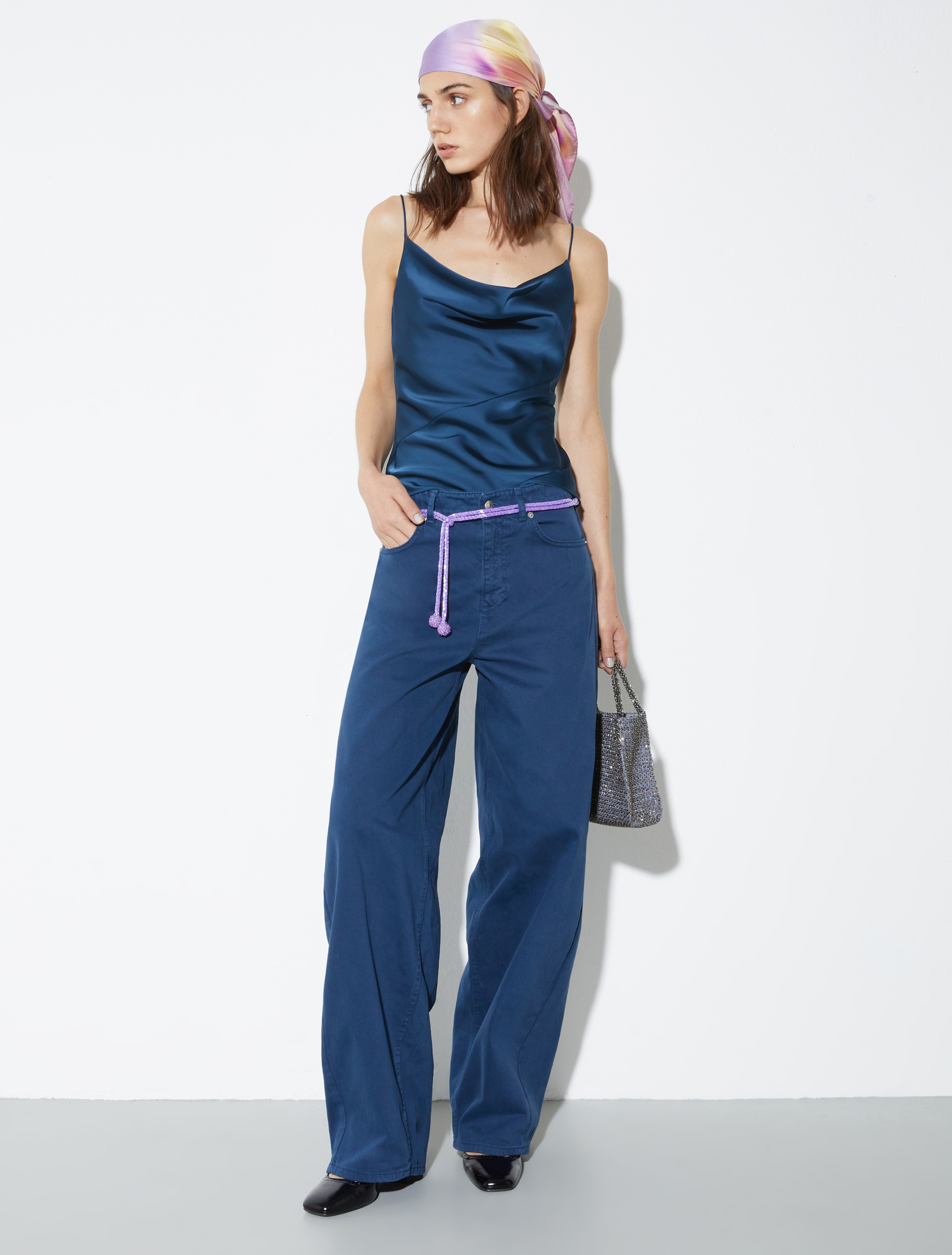 Draped satin top, navy | MAX&Co. Draped satin top - NAVY - MAX&Co. - 4