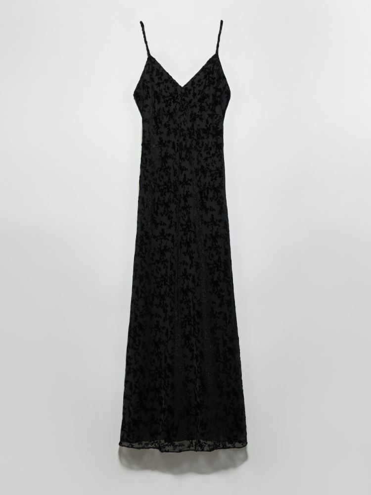 Burnout velvet midi slip dress - BLACK - MAX&Co.