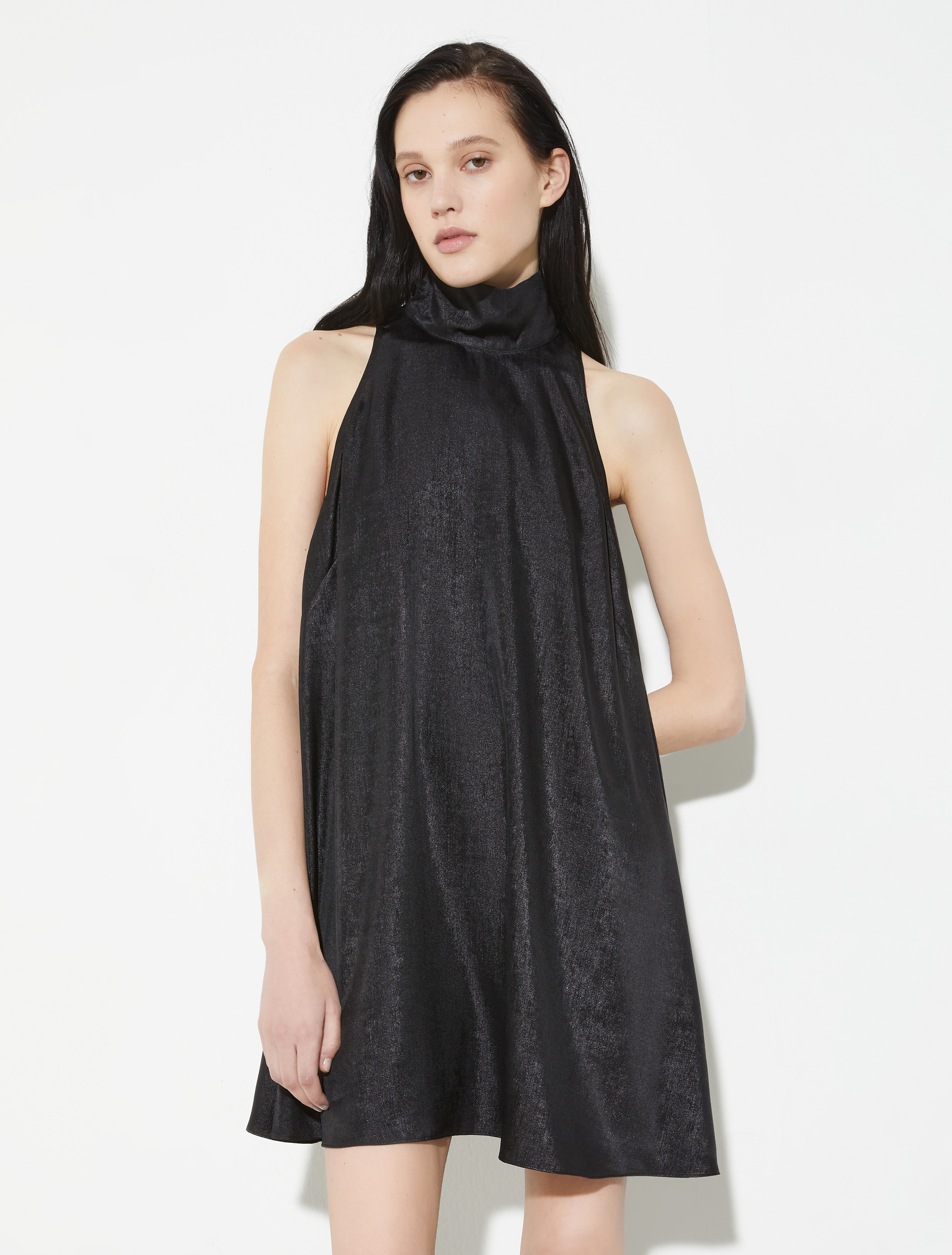 Laminated halterneck mini dress - BLACK - MAX&Co.