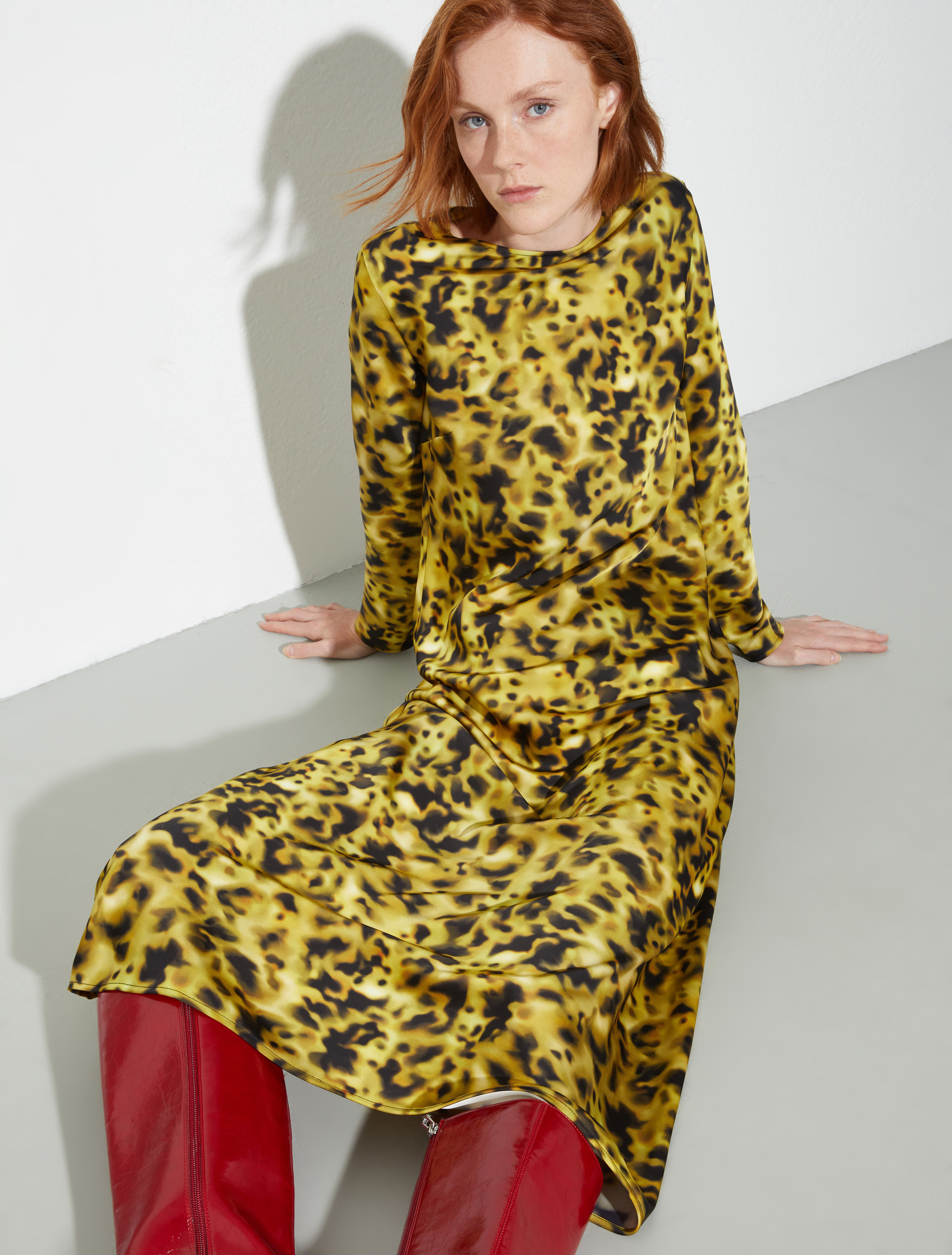 Fluid satin midi shift dress, ochre | MAX&Co. Fluid satin midi shift dress - OCHRE - MAX&Co. - 6
