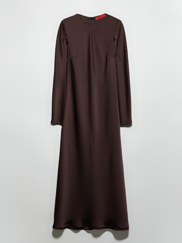 Fluid satin midi shift dress - CHOCOLATE - MAX&Co.