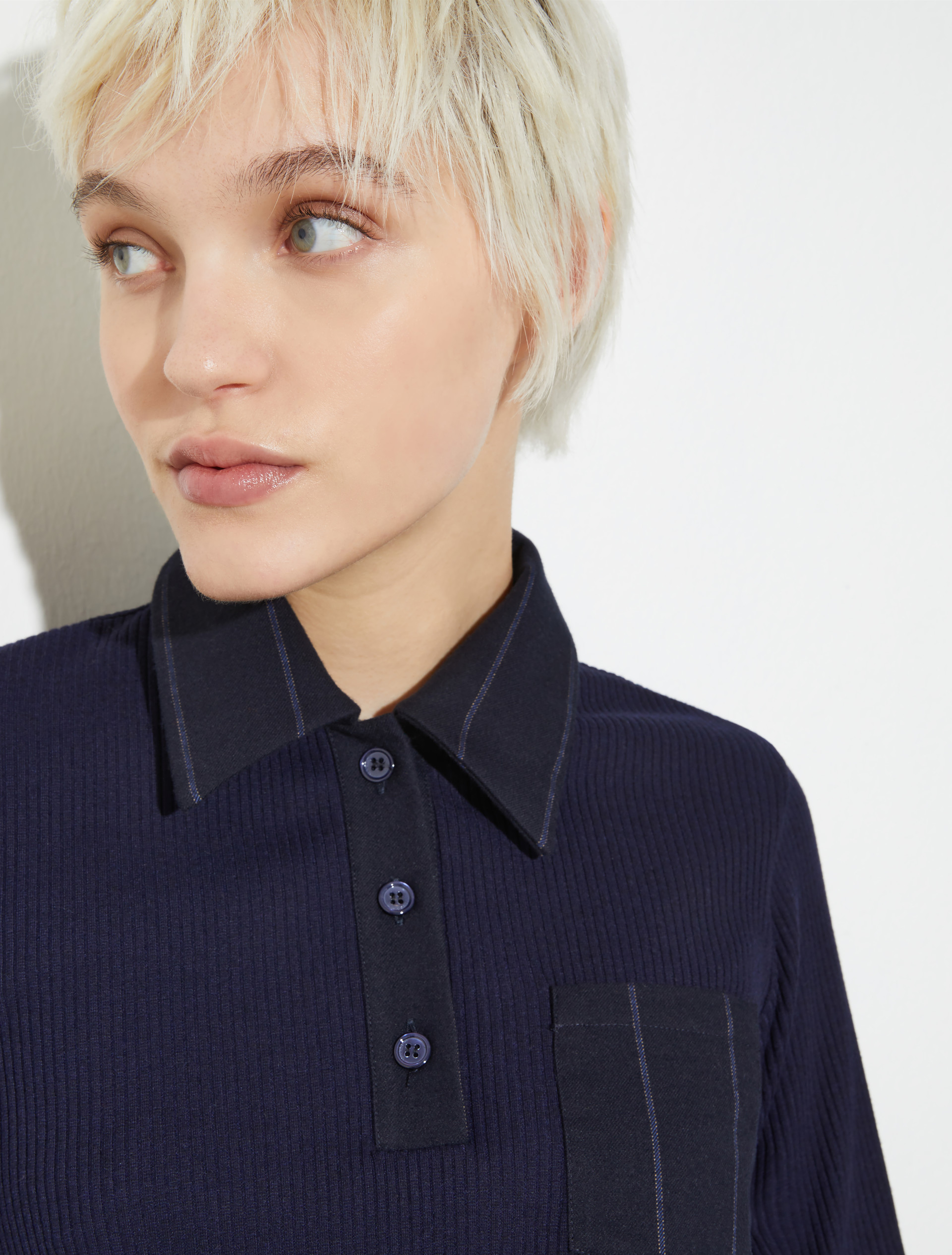 Knitted and flannel mini dress, navy | MAX&Co. Knitted and flannel mini dress - NAVY - MAX&Co. - 3