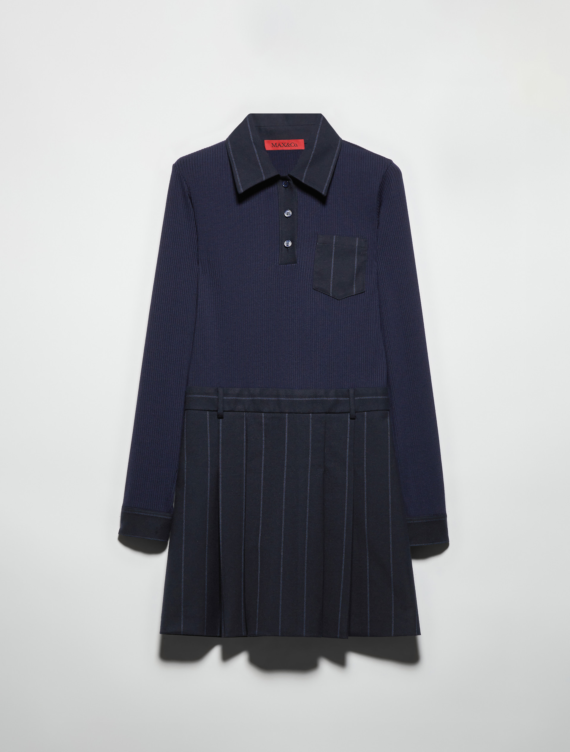 Knitted and flannel mini dress, navy | MAX&Co. Knitted and flannel mini dress - NAVY - MAX&Co. - 5